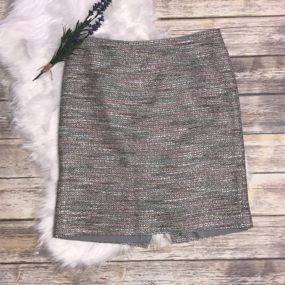 NWOT Ann Taylor Multicolor Tweed Skirt Sz 12